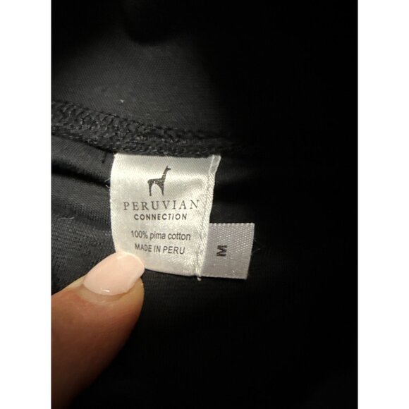 Peruvian Connection Black Turtleneck Long-Sleeve Shirt Medium 100% Pima Cotton - Picture 2 of 7